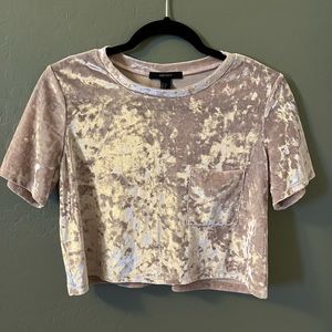 🌟 Forever 21 Blush Champagne Pink Crushed Velvet Crop Top Small